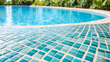 close up of tiles at swimming pool, square shaped tile background, ai generated