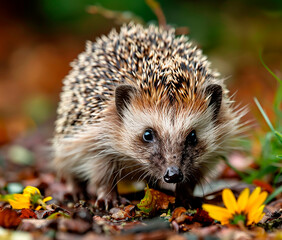  Hedgehog in the garden, deadwood hedge, forest, outdoor