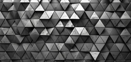 Abstract background with interlocking triangles to create intricate geometric patterns in black and white