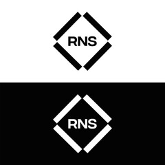 RNS logo. R N S design. White RNS letter. RNS, R N S letter logo design. R N S letter logo design in FIVE, FOUR, THREE, style. letter logo set in one artboard. R N S letter logo vector design.