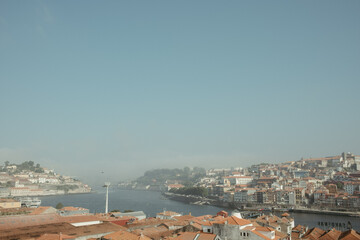 Obraz premium a photo of an aerial view of the city and river