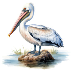 Pelican, Bird Illustration. Watercolor Style. AI Generated