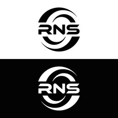 RNS logo. R N S design. White RNS letter. RNS, R N S letter logo design. R N S letter logo design in FIVE, FOUR, THREE, style. letter logo set in one artboard. R N S letter logo vector design.