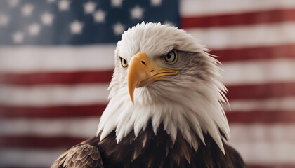 eagle against the American flag while celebrating Independence Day
