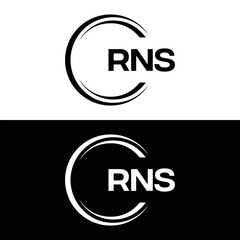 RNS logo. R N S design. White RNS letter. RNS, R N S letter logo design. R N S letter logo design in FIVE, FOUR, THREE, style. letter logo set in one artboard. R N S letter logo vector design.