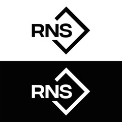 RNS logo. R N S design. White RNS letter. RNS, R N S letter logo design. R N S letter logo design in FIVE, FOUR, THREE, style. letter logo set in one artboard. R N S letter logo vector design.