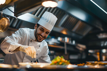 Professional chef cooking in a luxury restaurant