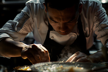 Professional chef cooking in a luxury restaurant
