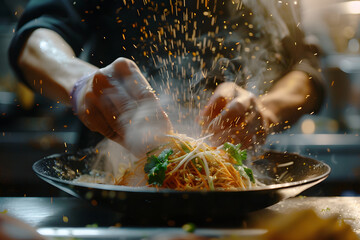 Professional chef cooking in a luxury restaurant