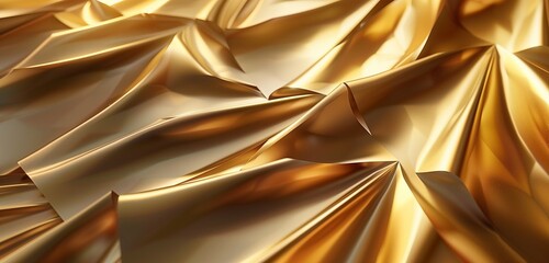Abstract background, layered 3D geometric lines in metallic gold to create a sense of depth and dimensions