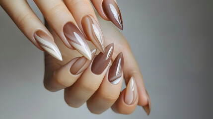 Close up to woman hands with elegant manicure