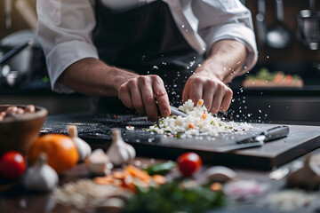 Professional chef cooking in a luxury restaurant
