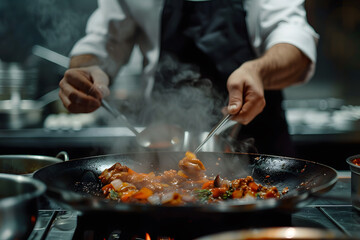Professional chef cooking in a luxury restaurant