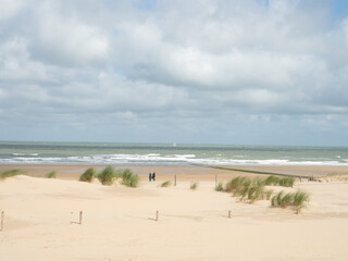 Oostende, Belgium - August 1st 2023: Sand dunes at the coast close to the city.