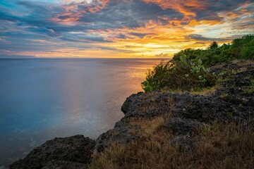 Scenic view of Siquijor island, Philippines at sunset