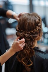 Fototapeta premium a girl gets her hair done in a beauty salon. selective focus