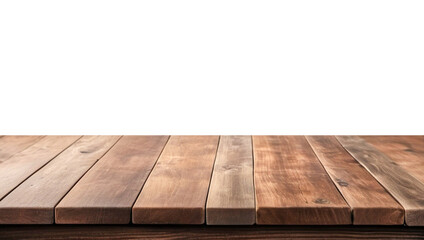 Empty wooden table top Brown For displaying product ,The background is transparent.