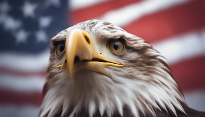 eagle against the American flag while celebrating Independence Day
