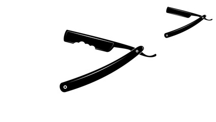 Straight razor emblem, black isolated silhouette