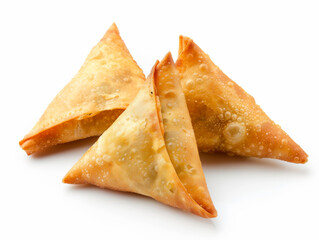 Three triangular pastries with a golden crust