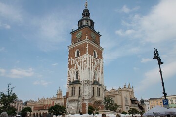 Clock tower with wonderful Gothic architectural style in Poland