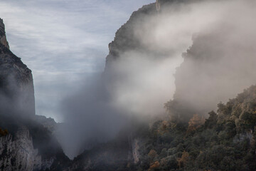 Scenic view of the Congost de Mont-rebei nature reserve in Spain.
