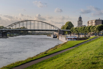 Scenic view of the town of Deventer at sunset in the Netherlands