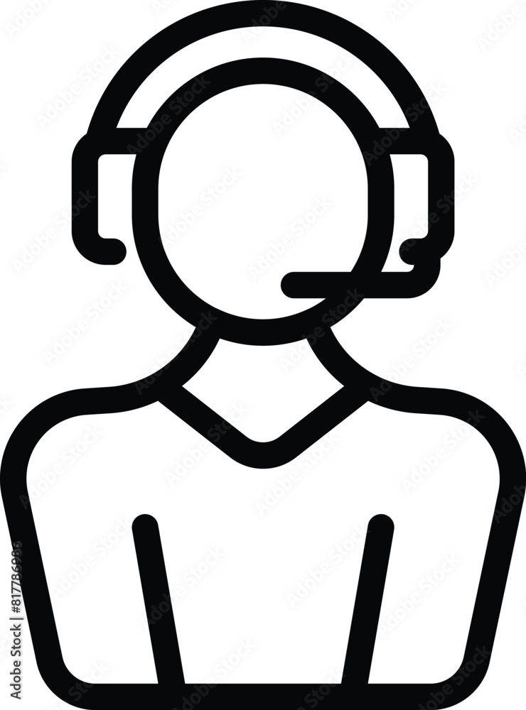 Sticker Professional customer service representative icon with headset providing support in call center and assistance. Simple, minimalistic vector symbol for online technical care - Stickers