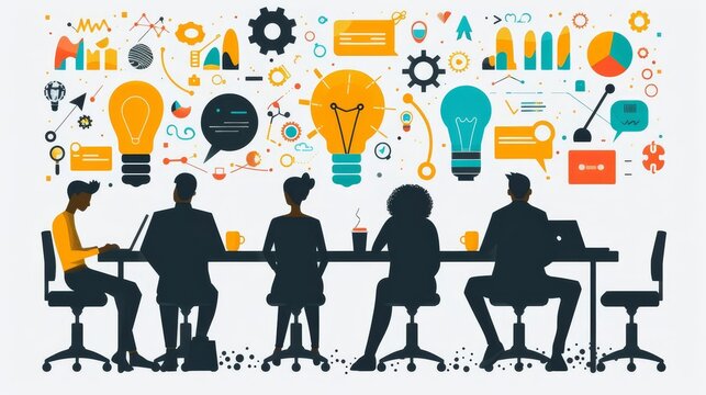 Mobile app development brainstorming session, creative and dynamic