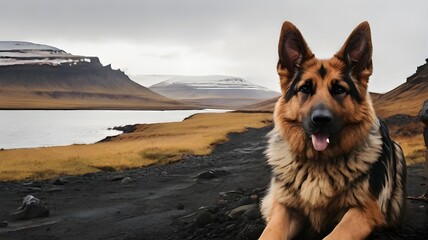 german shepherd on the beach
