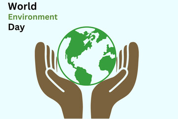 World Environment Day vector illustration. environment day concept with hand and globe vector