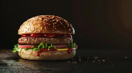 turkey burger, copy space. burger day background concept