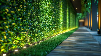 Realistic artificial Grass Wall With LED Lighting