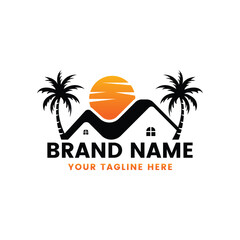 house and palm tree logo, real estate logo
