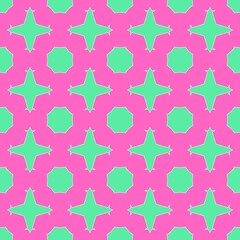 Playful pattern consisting of polka dots in varying shades of pink, blue, and green