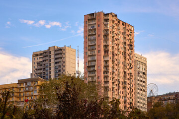 Urban landscape of Tbilisi with high buildings  in Vake Area, Mtasminda, Georgia