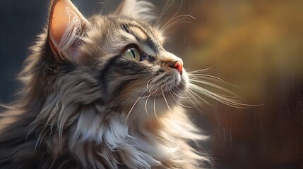 fluffy cat's cheeks, highlighting the softness and detail of its fur. This adorable image emphasizes the charm and cuteness of cats, perfect for themes related to pets, animals, and comfort.