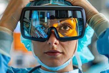 A doctor using augmented reality to guide complex surgeries