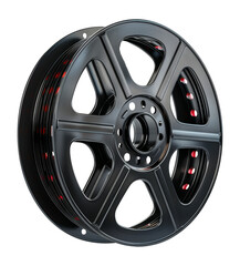 Obraz premium Sleek black film reel, cut out - stock png.