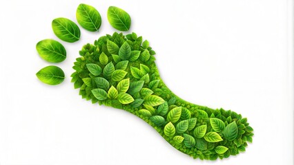 Ecological Footprint Conceptual Illustration: An illustrative depiction of a footprint made of vibrant green leaves, conveying the concept of reducing one's ecological footprint for a sustainable	
