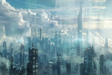 A futuristic city skyline