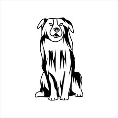 collection of hand drawn vector illustrations of cute dogs in various poses. isolated on white background. cute dog line art