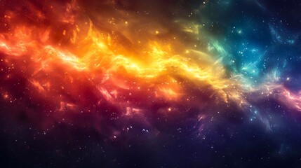 Obraz premium A galaxy swirling with nebulae in the colors of the lesbian flag, symbolizing vast and infinite love