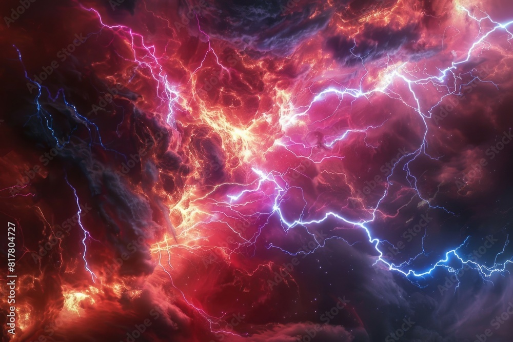 Aufkleber A striking image of lightning in the sky. Perfect for weather-related projects