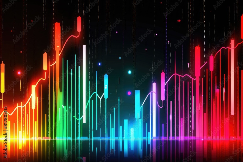 Poster vibrant line chart on dark backdrop, ideal for data analysis presentations