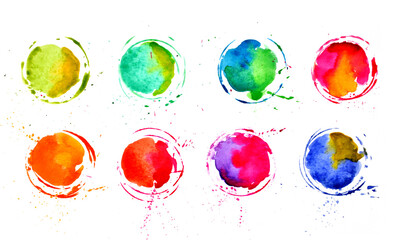 Multicolored, watercolor circles