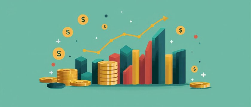 Economic indicators flat design side view fiscal health theme animation Splitcomplementary color scheme