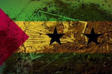 American dollars under the ground with Sao Tome And Principe flag, dirty money in Sao Tome And 