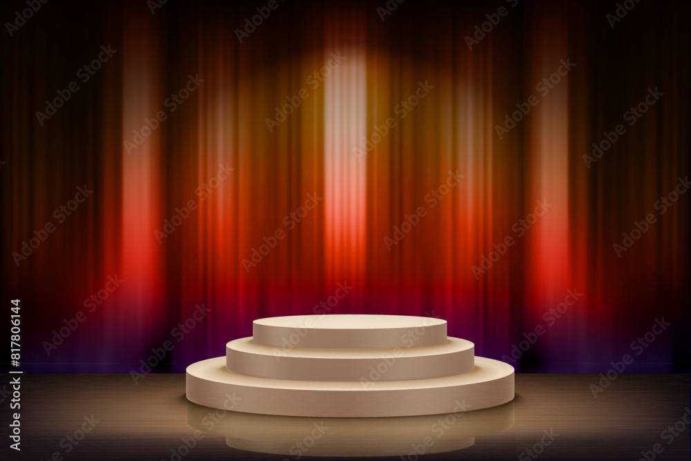 Aufkleber abstract vibrant studio with stand. design product template. 3d vector mockup