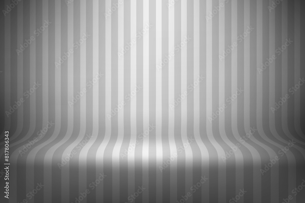 Poster Empty studio with grey stripes on floor and wall. 3d style vector illustration